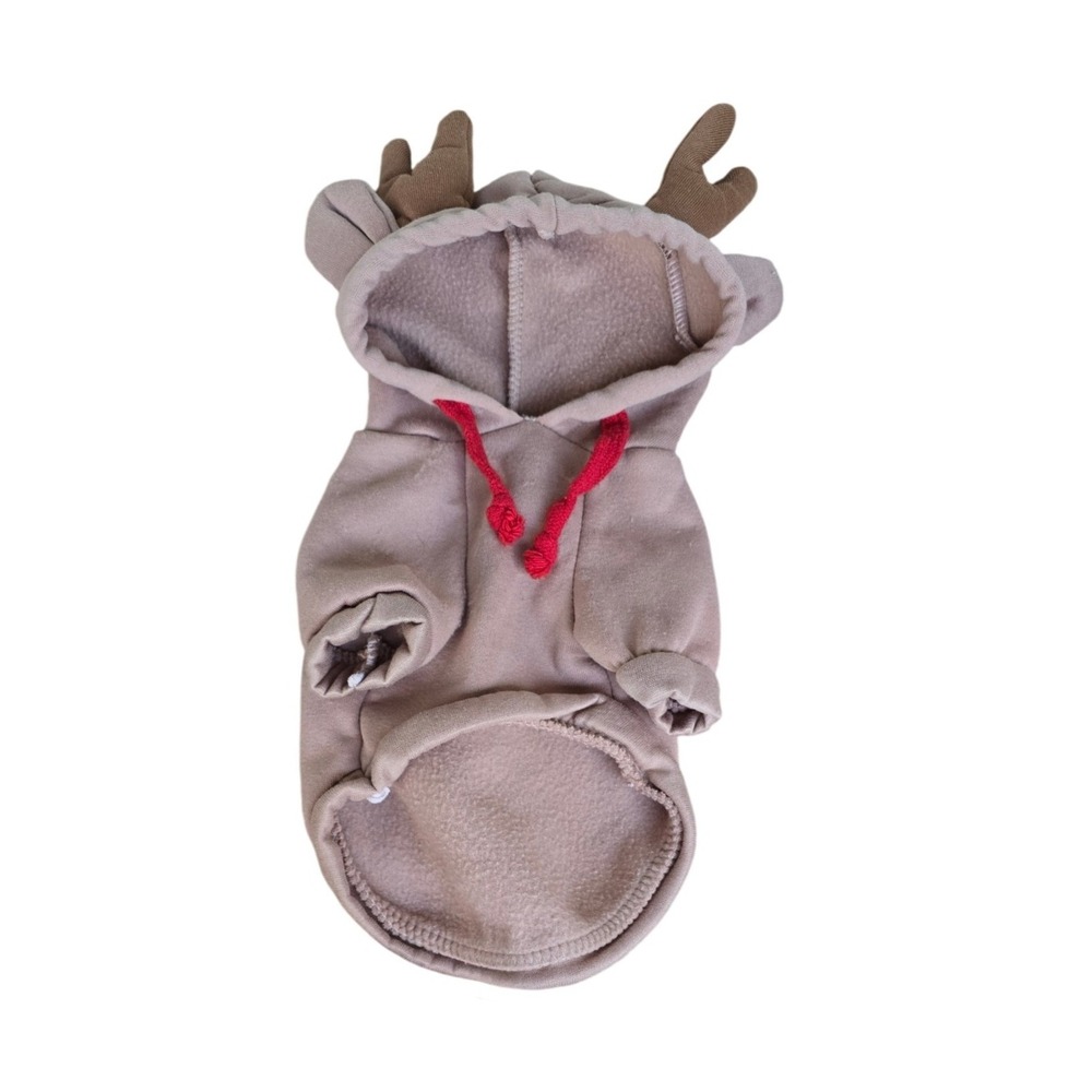 Dog Puppy Reindeer Antler Hoodie Costume Pet Winter Clothes